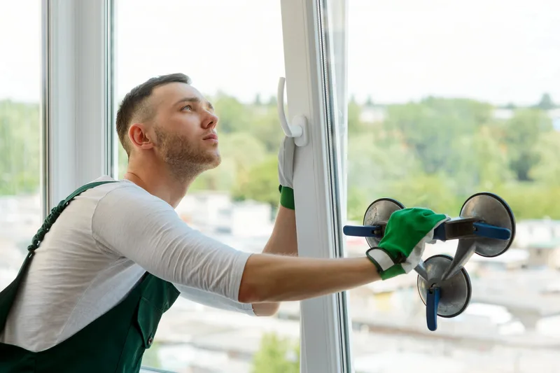 Vitrier professionnel au travail — Vitrier Courbevoie, Courbevoie